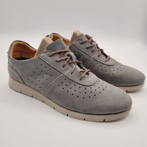 Women's Darkwood Gray BlueSuede Leather Perforated Casual Sneakers Size 9 EU 40